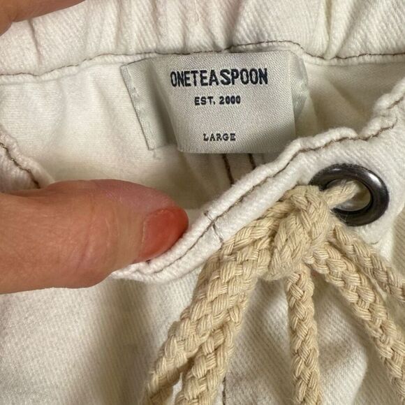 Free People X One Teaspoon White Shabbies Shabby Bandit Jeans Beau L - Picture 6 of 16